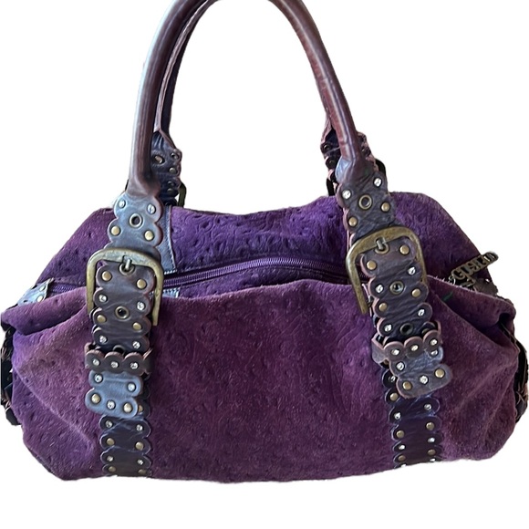 luck & charm Handbags - Charm & Luck Vintage 100% Leather Purple Suede Slouchy Purse Y2K Handbag